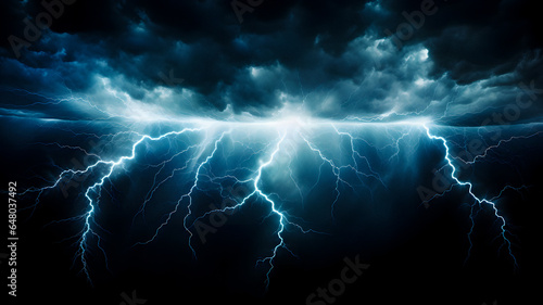 a close up of a lightning bolt in the dark sky Generative AI