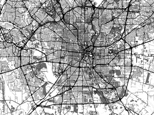 Greyscale vector city map of  San Antonio Texas in the United States of America with with water, fields and parks, and roads on a white background.
