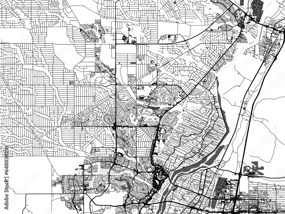 Greyscale vector city map of  Rio Rancho New Mexico in the United States of America with with water, fields and parks, and roads on a white background.