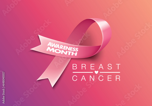 Posters for breast cancer awareness month in october. Realistic pink ribbon symbol. Medical Design. Vector illustration.