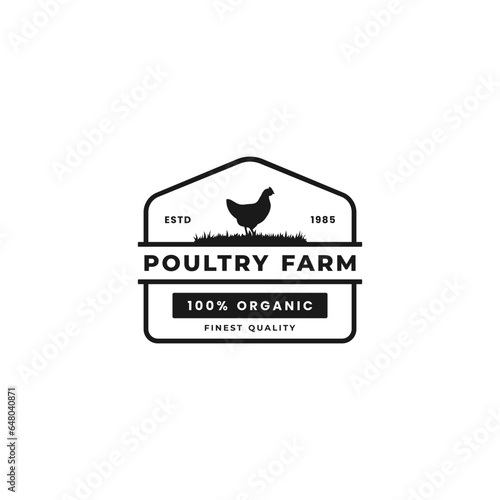 Poultry Farm Label or Chicken Farm Logo Vector. For the purposes of a chicken farm company logo. Suitable for labeling the best quality chicken products.