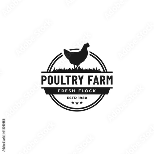 Simple Poultry Farm Logo Vector or Chicken Farm Label Vector Isolated. For the purposes of a chicken farm company logo. Suitable for labeling the best quality chicken products.