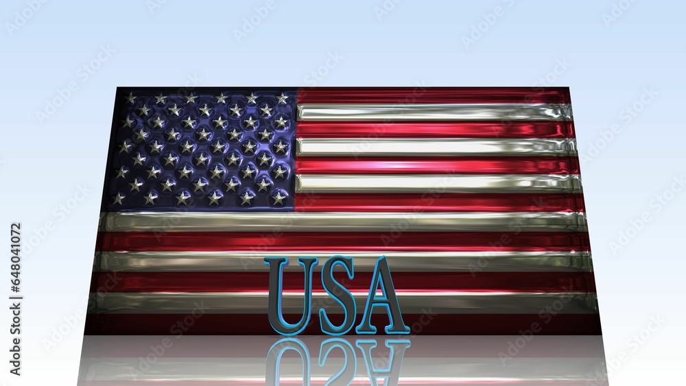 Fototapeta premium 床に映るUSAの国旗とテキスト
