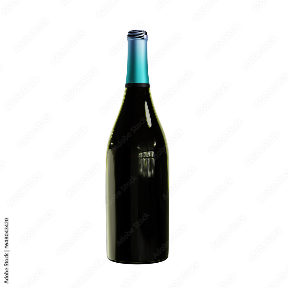 3D illustration, 3D rendering close-up of black wine bottle Cut away isolated 3D mockup 3D illustration, 3D rendering close-up of black wine bottle Cut away isolated 3D mockup
