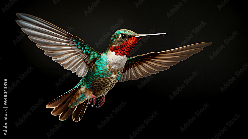 Fototapeta premium hummingbird flying in the air with its wings spread Generative AI