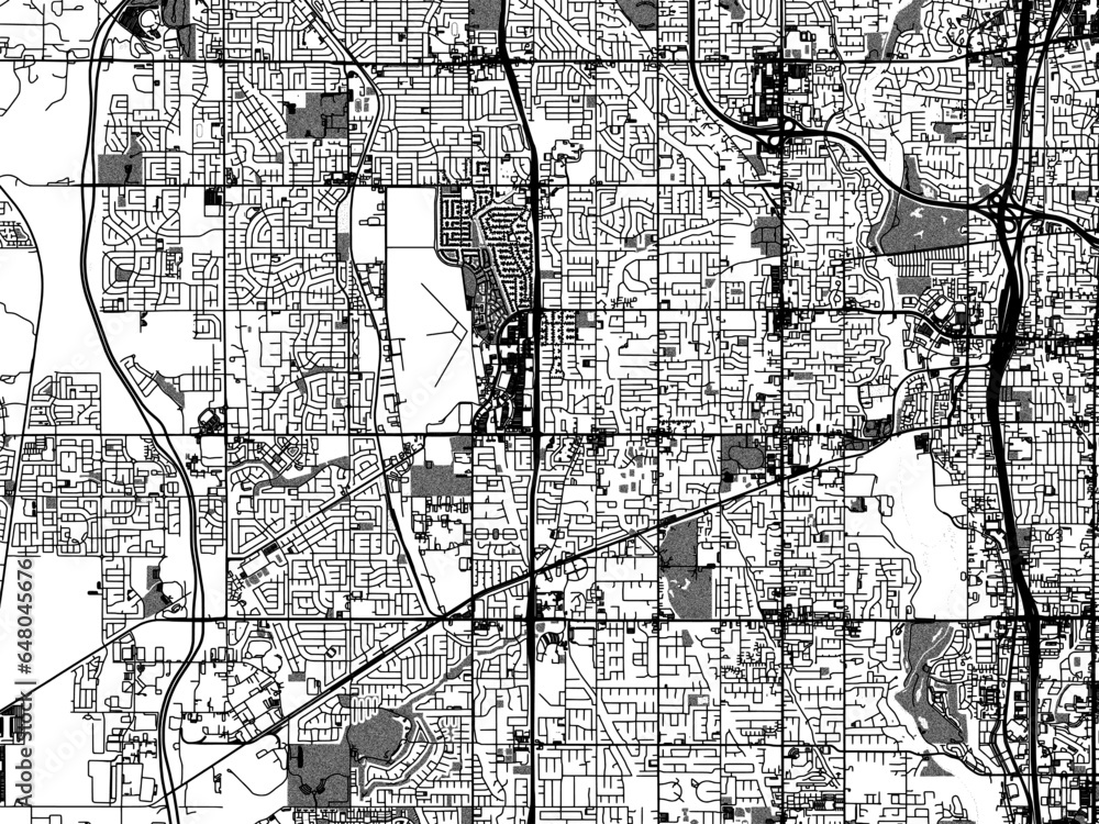 Greyscale vector city map of  West Jordan Utah in the United States of America with with water, fields and parks, and roads on a white background.