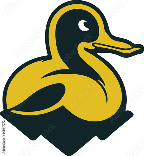 Vector illustration of a duck for logo, symbol, sticker, tattoo t-shirt design, simple flat design on a white background