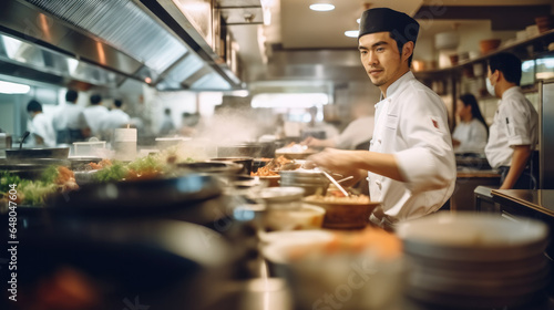 Japanese cook cooking.