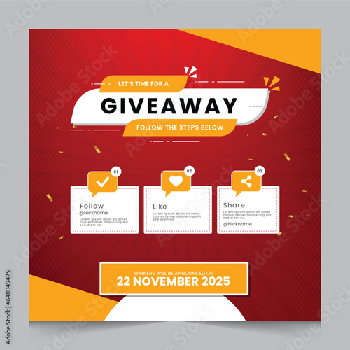 Giveaway steps for social media post with 3 steps to win	
