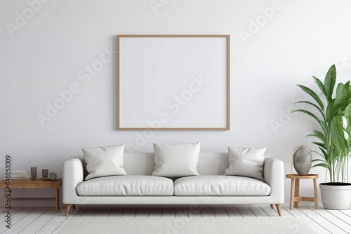 mockup modern frame at modern interior wall 