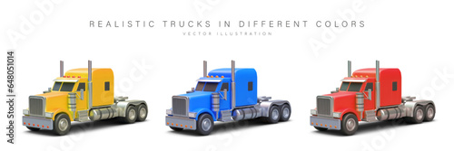 Obraz na plátně Realistic trucks without trailers
