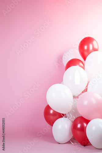 rosa pinke und wei  e Ballons mit Platz f  r Text.. Hochkant. Hochformat. Generative Ai.