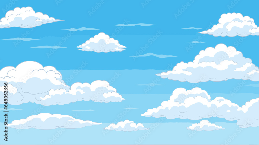 Blue sky clouds. Background design, Vector