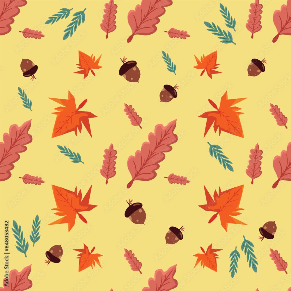 Seamless pattern Autumn leaf border. Gift wrap and scrapbook. Vector illustration for wallpaper, gift paper, fill patterns, web page backgrounds, autumn greeting cards. Seamless pattern Autumn leaf border. Gift wrap and scrapbook. Vector illustration for wallpaper, gift paper, fill patterns, web page backgrounds, autumn greeting cards.