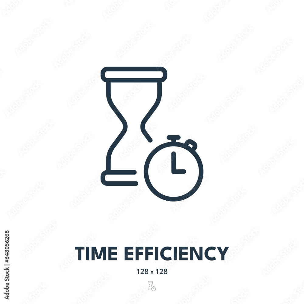Time Efficiency Icon. Productivity, Effectiveness, Performance. Editable Stroke. Simple Vector Icon