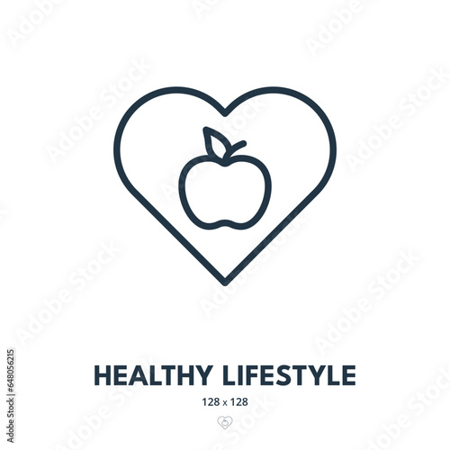 Healthy Lifestyle Icon. Wellness, Health, Healthcare. Editable Stroke. Simple Vector Icon