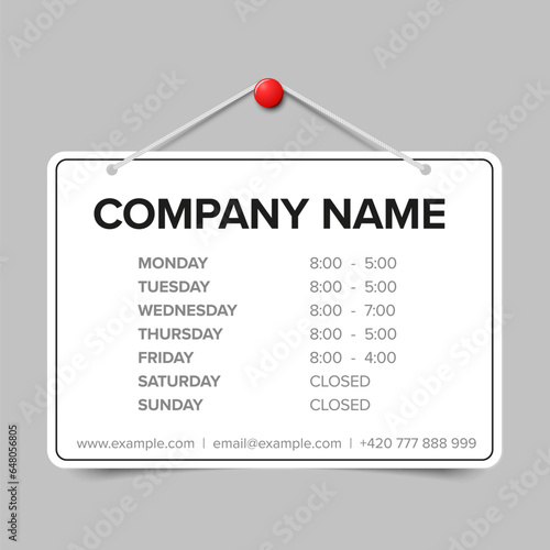 Shop opening time hours vector template