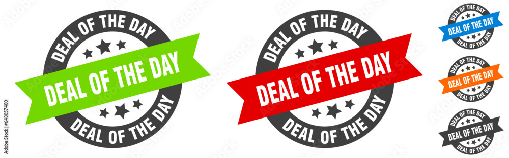 deal of the day stamp. deal of the day round ribbon sticker. tag deal of the day stamp. deal of the day round ribbon sticker. tag