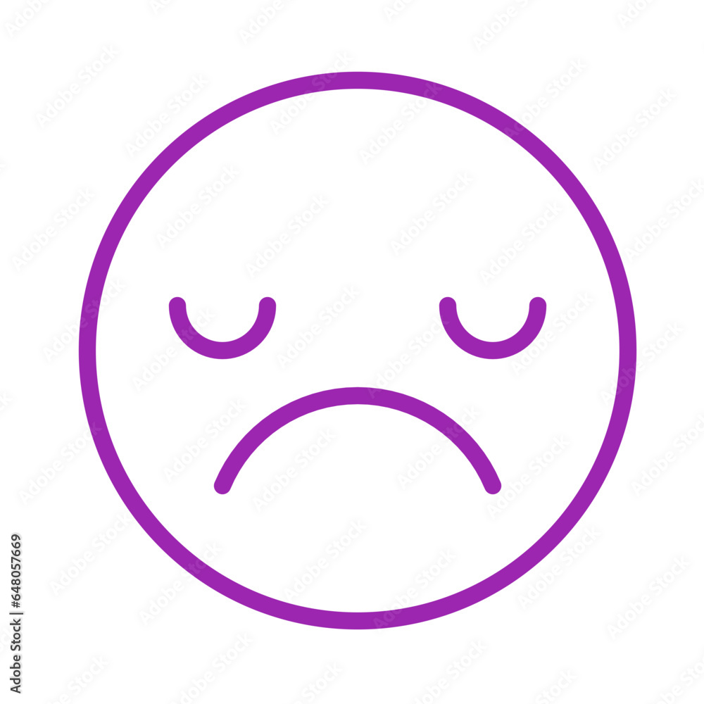 purple color sad emoticon icon, emotion sign purple color sad emoticon icon, emotion sign