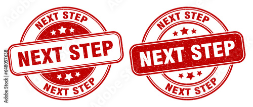 next step stamp. next step label. round grunge sign
