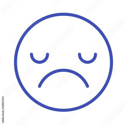 blue color sad emoticon icon, emotion sign