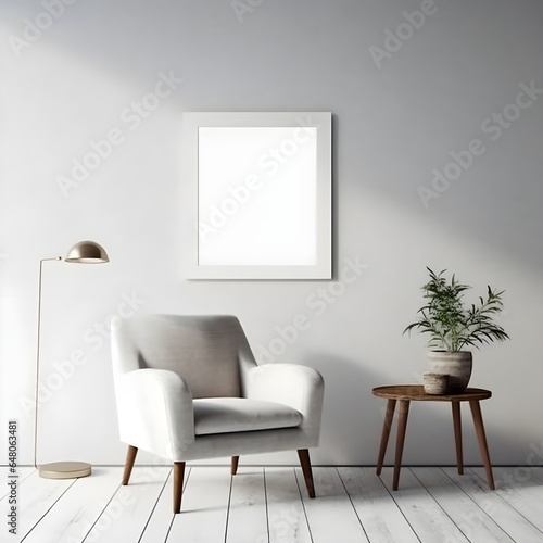 White Blank photo frame mock-up on the wall