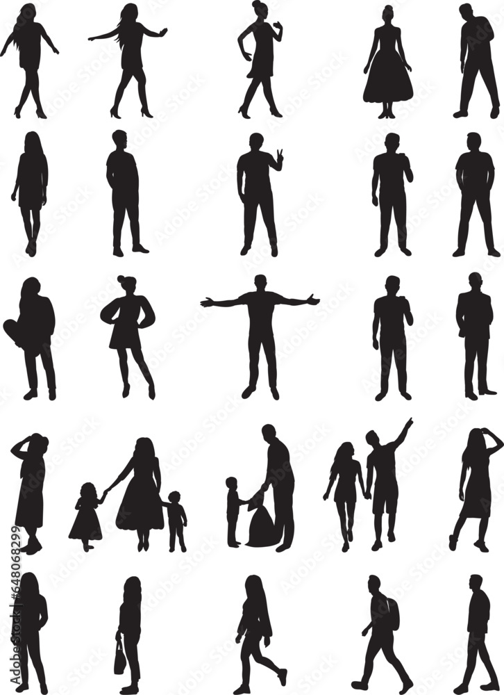 people silhouette on white background, vector