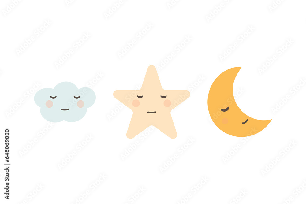 Cute Cloud, Star and Moon Illustration, kids toon background
Cute Cloud, Star and Moon Illustration, kids toon background