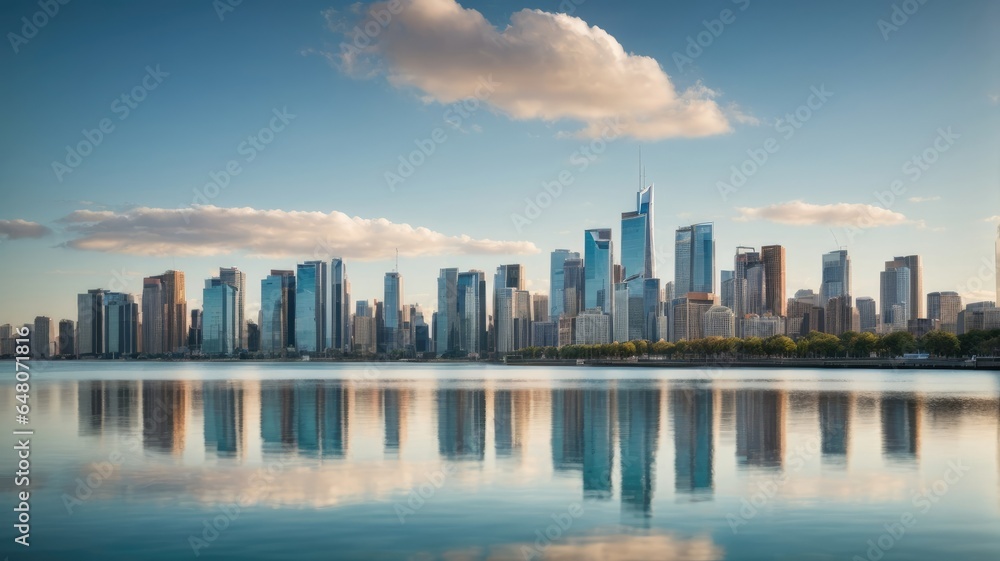 City Skyline Reflections: Finding Serenity in the City Chaos, Generative AI