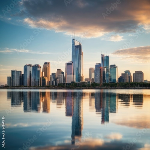 Mastering the Art of City Skyline Reflections Photography, Generative AI