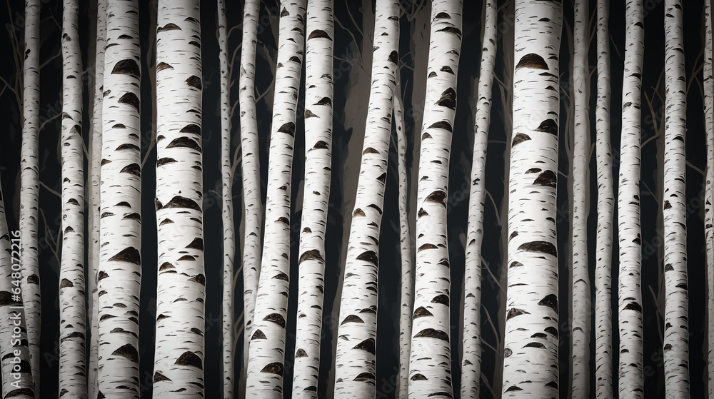 Fototapeta premium Birch grove, abstract natural background, illustration.