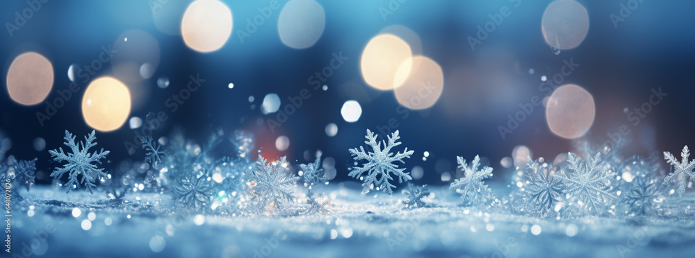 Winter wide background with snowflakes Winter wide background with snowflakes