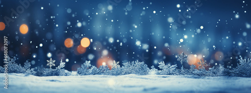 Winter wide background with snowflakes  © Andrey Tarakanov