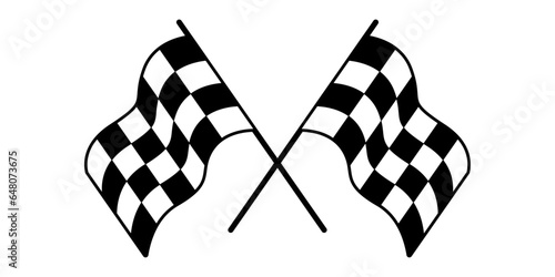 Two simple racing flags that intersect each other. Sports isolated illustration of spirit racing flags.