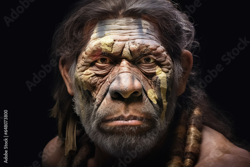 portrait of neanderthal man. Generative Ai photo