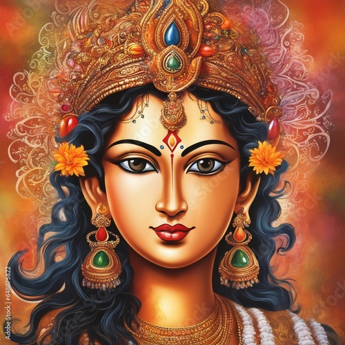Fantasy portrait of Hindu Goddess Durga.