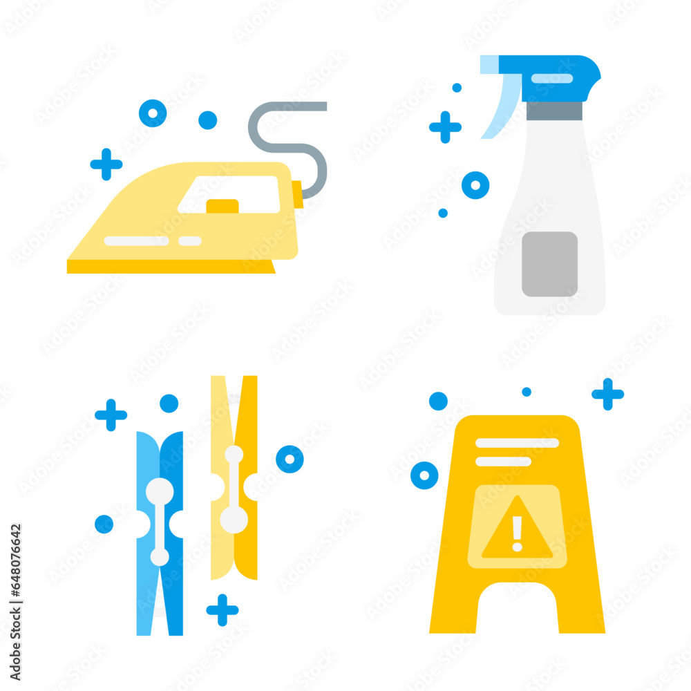 Fototapeta premium Laundry Service Color Icon Collection