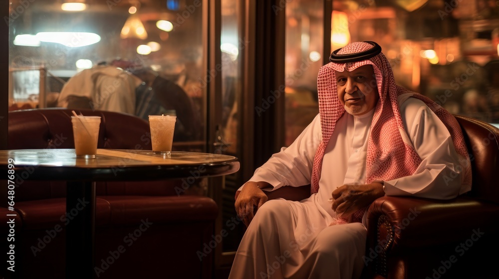 Saudi Man Sitting in Forsake Bar Saudi Man Sitting in Forsake Bar