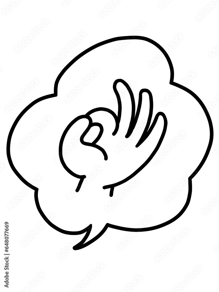 Fototapeta premium ふきだしの中のOKの手