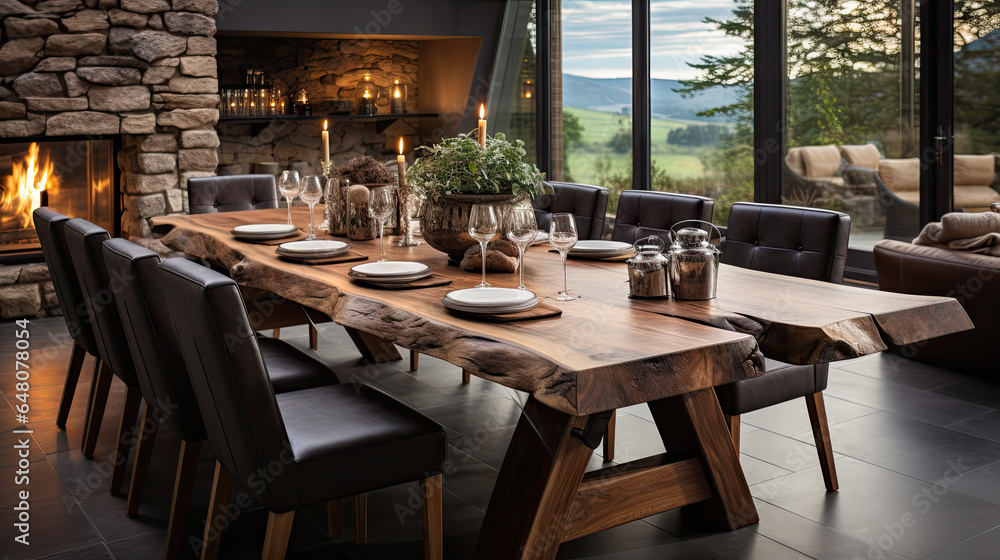 Country Charm: Handcrafted Log Dining Set