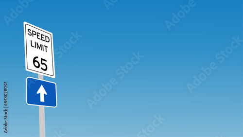 65 kmh Speed Limit  target sign label vector art illustration with blue sky ann white cloud background