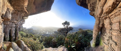 Stunning view from the cave at table-top of mountain Roraima, Venezuela, Canaima National Park, South America