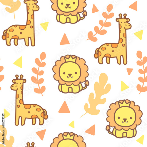 Lion and Giraffe's seamless pattern
