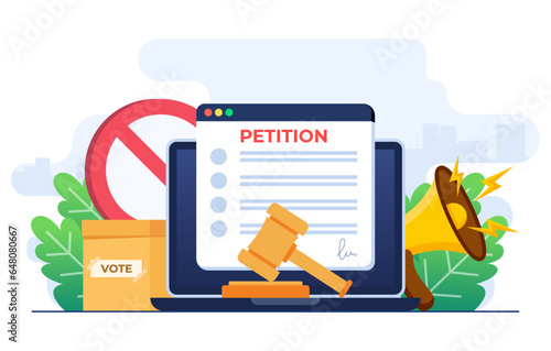 Online petition concept flat illustration vector template, Petition form, Making choice, balloting Paper, Democracy, Public appeal document, Complaint