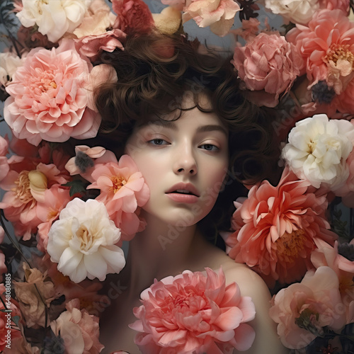 Beautiful girl surrounded by beautiful flowers © Olya Fedorova