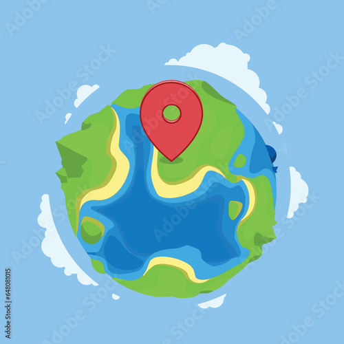 Illustration of earth and geolocation photo