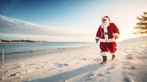 Fototapeta Naklejka Na Ścianę i Meble -  Santa Claus on the beach