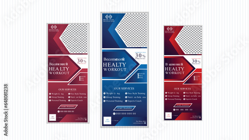 vector abstract professional gym roll up banner design template
