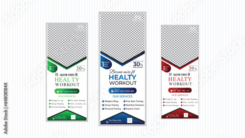 vector abstract professional gym roll up banner design template