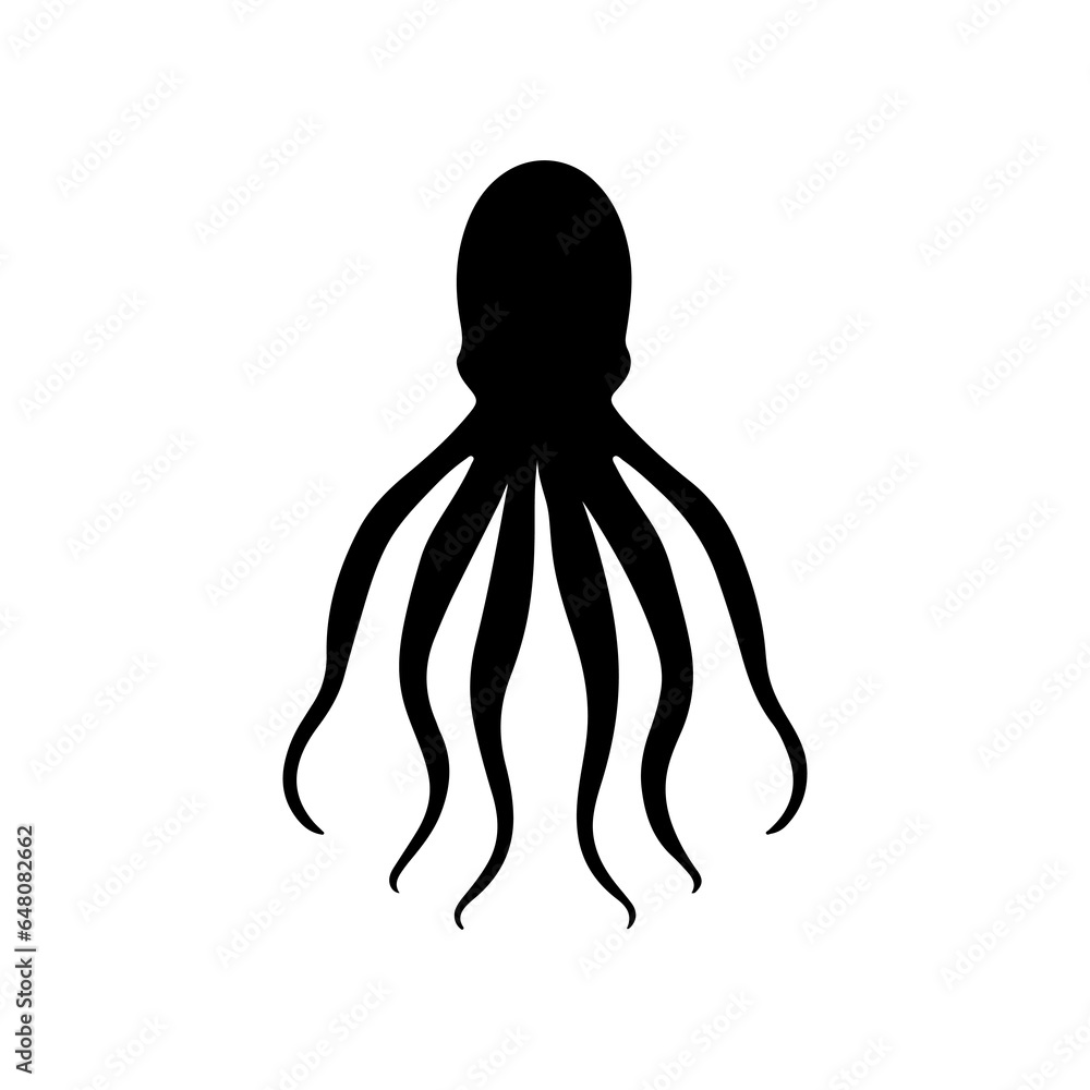 squid silhouette black white vector illustration squid silhouette black white vector illustration